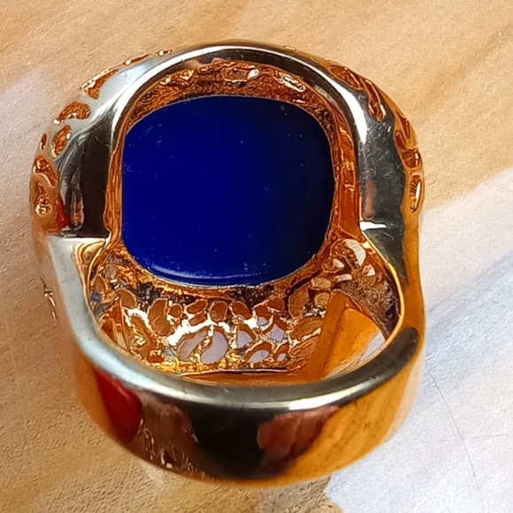 Patriotic Jewelry Lot Sarah Cov Pendant Necklace, Clips, Blue Chalcedony Ring - Picture 6 of 8